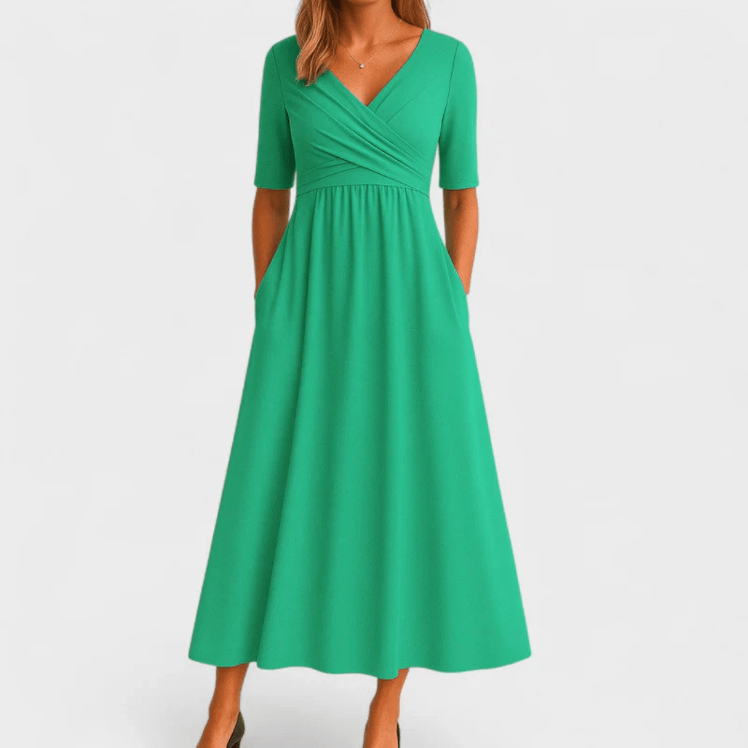 Elara™ Crossed Short Sleeve Dress - E - moda