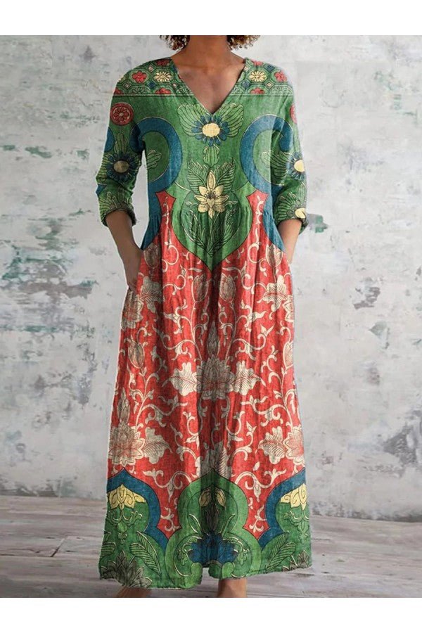 Julith – Vintage Floral Maxi Dress - E - moda
