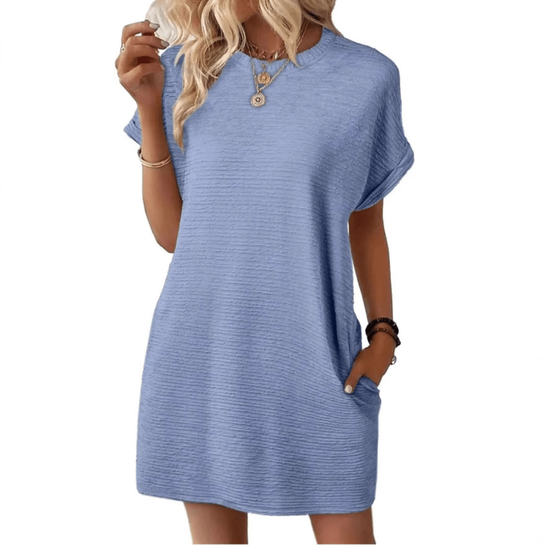 ELISHA™ – Casual Minimalist Round Neck Summer Dress - E - moda