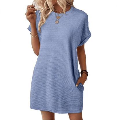 ELISHA™ – Casual Minimalist Round Neck Summer Dress - E - moda