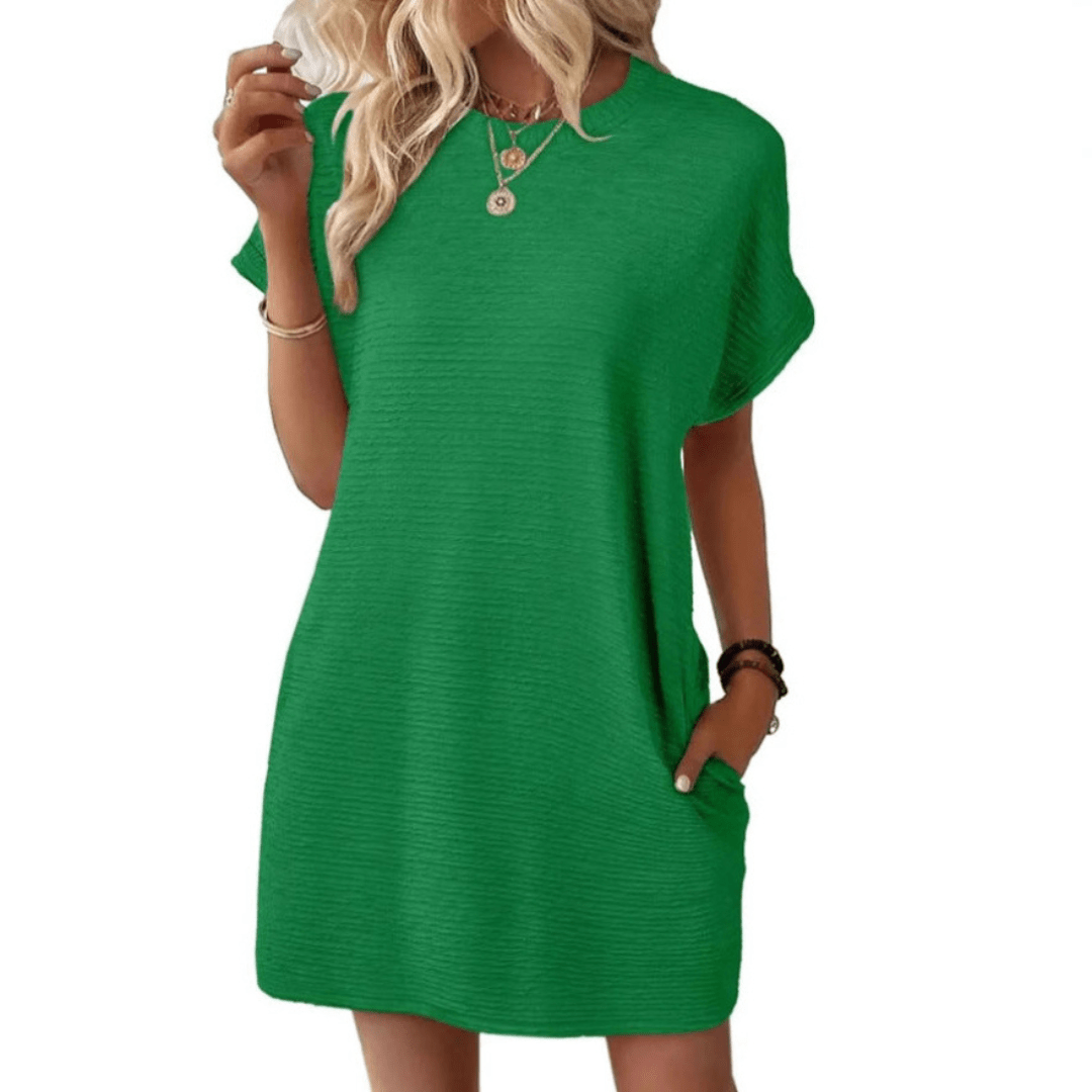 ELISHA™ – Casual Minimalist Round Neck Summer Dress - E - moda