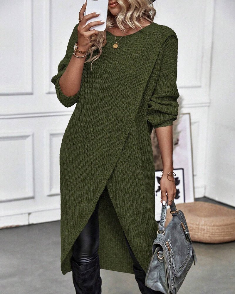 Claudia – Asymmetric Knit Dress - E - moda