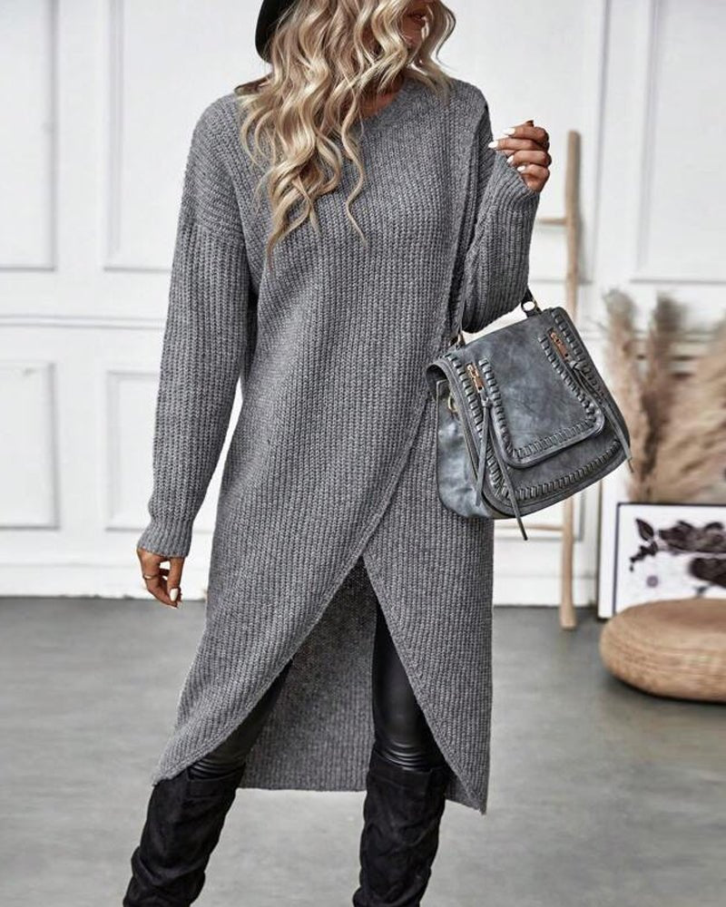 Claudia – Asymmetric Knit Dress - E - moda