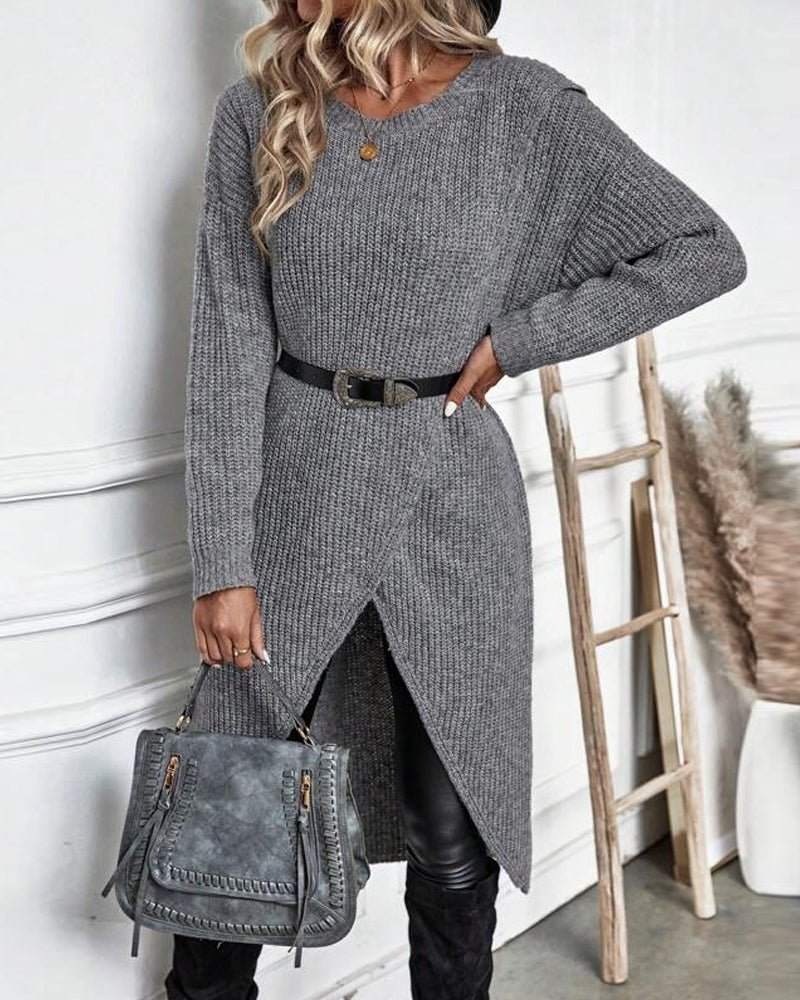 Claudia – Asymmetric Knit Dress - E - moda