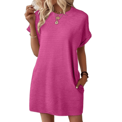 ELISHA™ – Casual Minimalist Round Neck Summer Dress - E - moda