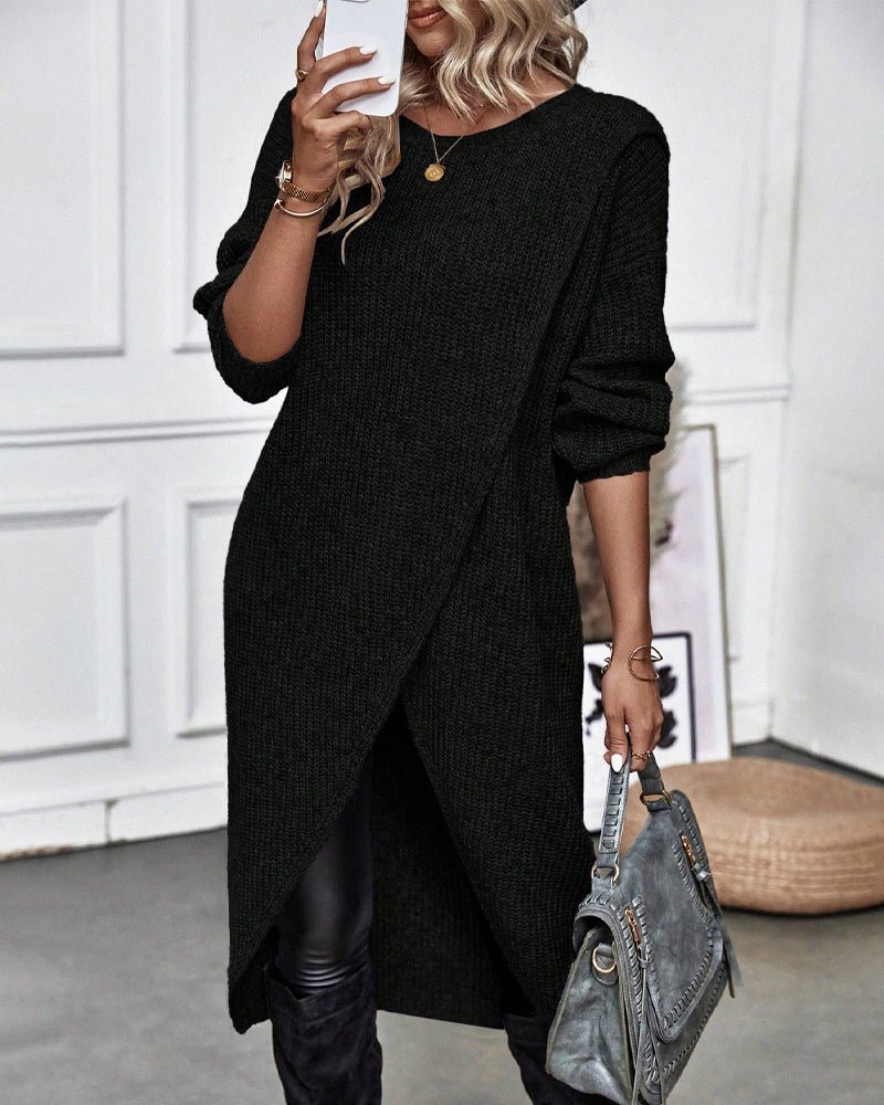 Claudia – Asymmetric Knit Dress - E - moda