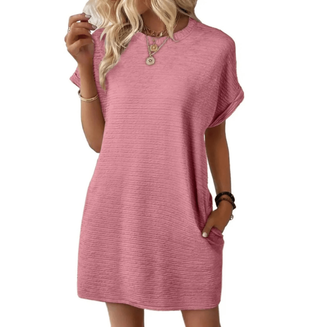 ELISHA™ – Casual Minimalist Round Neck Summer Dress - E - moda