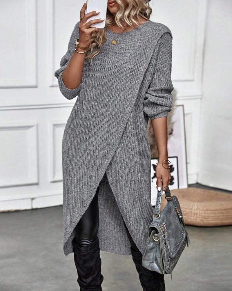 Claudia – Asymmetric Knit Dress - E - moda