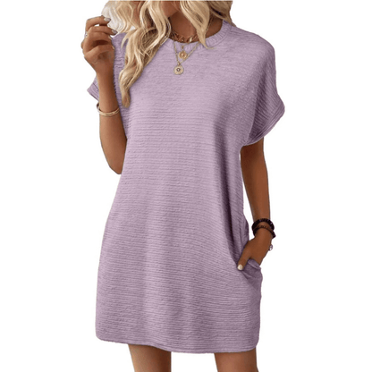 ELISHA™ – Casual Minimalist Round Neck Summer Dress - E - moda