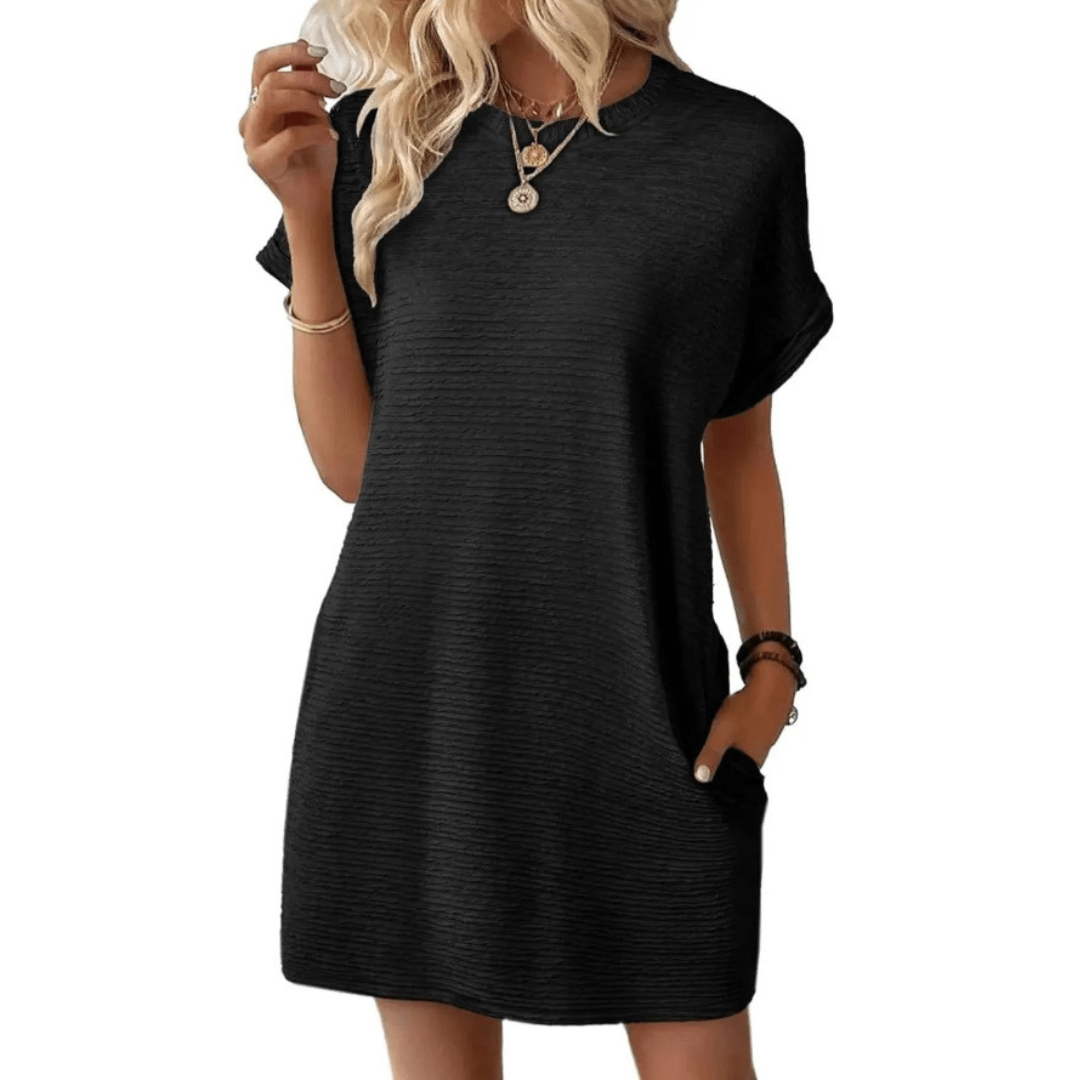 ELISHA™ – Casual Minimalist Round Neck Summer Dress - E - moda