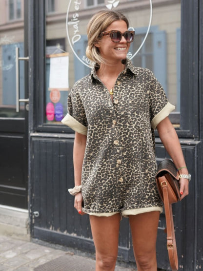 Livia | Shirt Dress with Leopard Print - E - moda