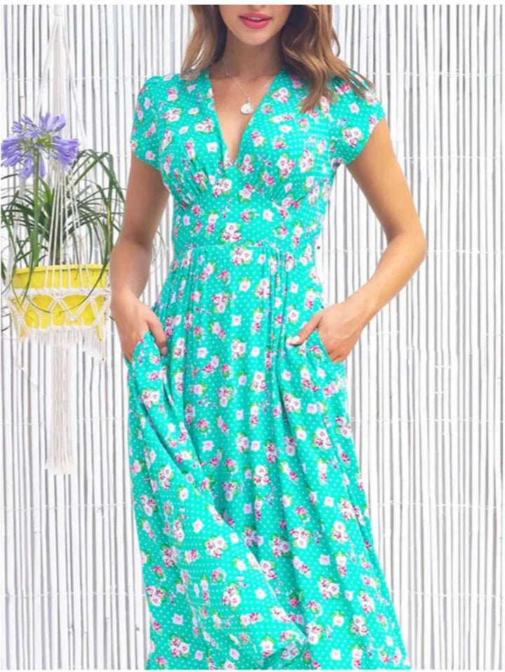 Servou - Lightweight Midi Dress With Pockets - E - moda