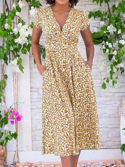Servou - Lightweight Midi Dress With Pockets - E - moda