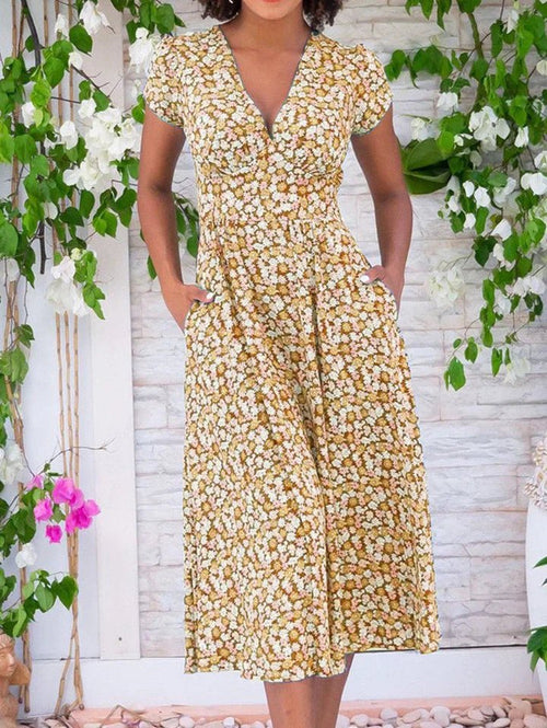 Servou - Lightweight Midi Dress With Pockets - E - moda