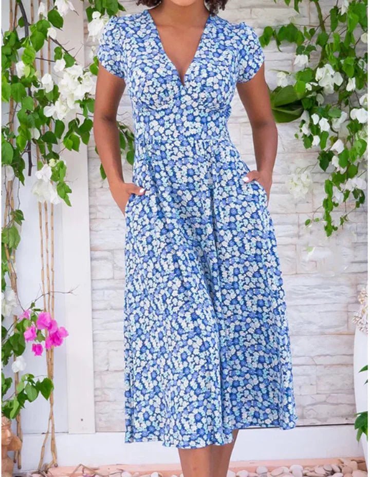 Servou - Lightweight Midi Dress With Pockets - E - moda