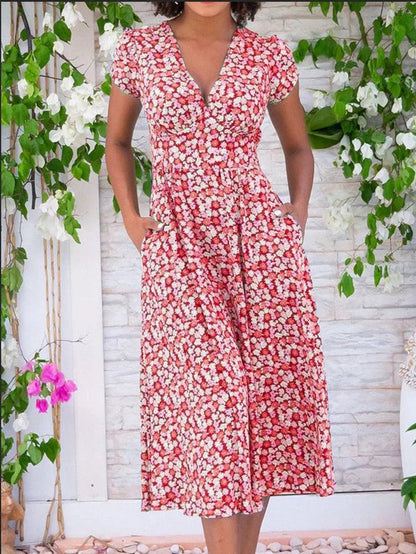 Servou - Lightweight Midi Dress With Pockets - E - moda