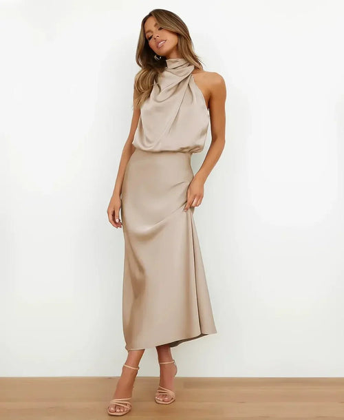 Vivienne Waistline Midi Dress - E - moda