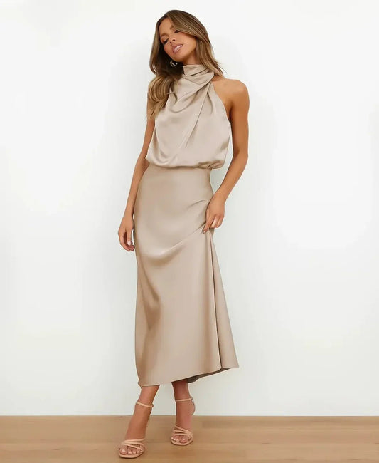 Vivienne Waistline Midi Dress - E - moda