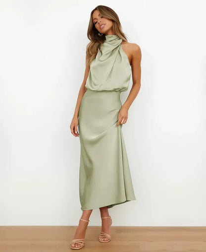 Vivienne Waistline Midi Dress - E - moda