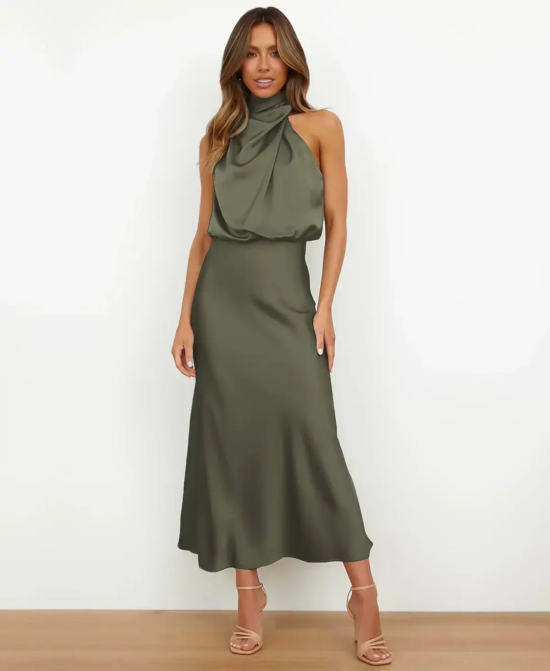 Vivienne Waistline Midi Dress - E - moda