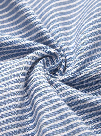 Elena | Striped Button - Detail Midi Dress - E - moda