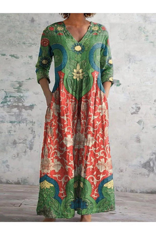 Julith – Vintage Floral Maxi Dress - E - moda