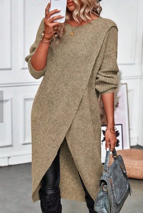 Claudia – Asymmetric Knit Dress - E - moda